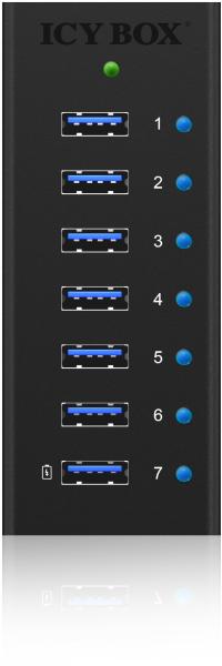 Icy box 7 port hub usb 3.0 ib-ac618 robust alluminium black - Icy-box-ib-ac618-4250078160182-03