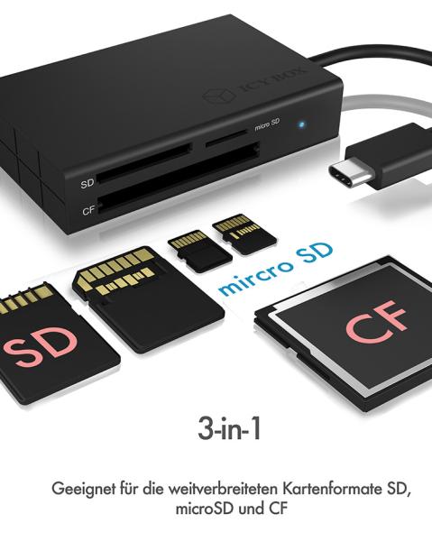 ICY BOX Card reader 3 Port USB-C IB-CR401-C3 SD/CF/microSD