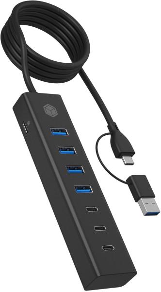 Icy box 7-port usb 3.2 gen 1 hub ib-hub1737-c3 3x usb-c & 4x usb-a - Icy-box-ib-hub1737-c3-4250078173991