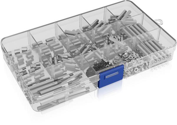 ICY BOX Pi® Abstandshalter- und IB-RPA102-Box Schrauben in Aufbewahrungsbox