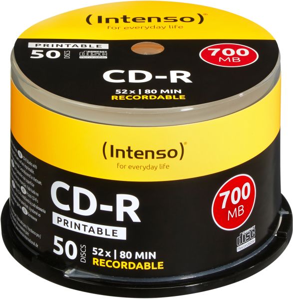 INTENSO CD-R Cake Box 80MIN/700MB 1801125 52x Printable 50 Pcs