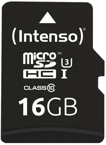 INTENSO Micro SDHC Card PRO 16GB 3433470 with adapter, UHS-I