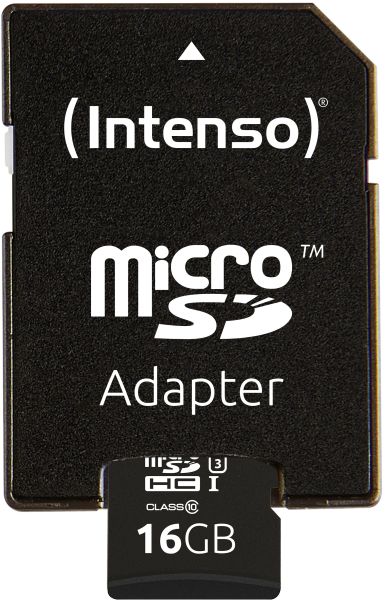 INTENSO Micro SDHC Card PRO 16GB 3433470 with adapter, UHS-I