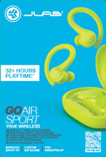 JLAB Go Air Sport Earbuds IEUEBGAIRSPRTRYEL124 True Wireless, Neon Yellow