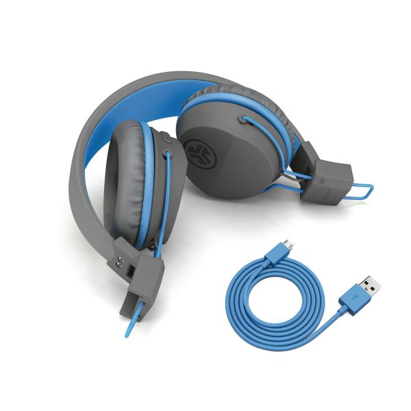 JLAB JBuddies Studio Kids On-Ear IEUHBSTUDIORGRYBLU4 Wireless, Grey/Blue