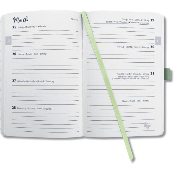 JOLIE Agenda Monstera ML 2024 J4353 1W/2S, hellgrün/schwarz A5