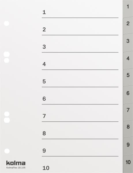 KOLMA Register KolmaFlex A5 18.105.03 grau, 1-10, 2 + 4 Loch