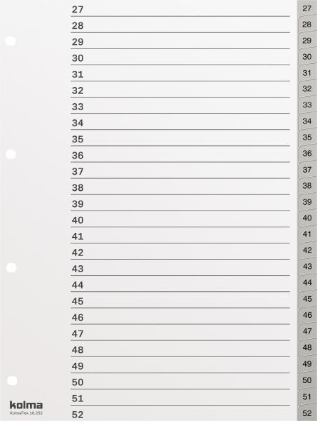 KOLMA Register Kolmaflex A4 18.252.03 grau, 52-teilig, mit Indexbl.
