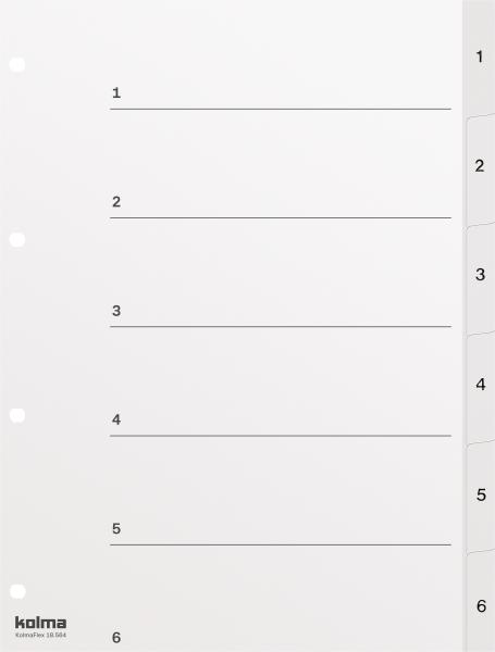 KOLMA Register KolmaFlex A4 18.564.16 weiss, 1-6, 4-Loch