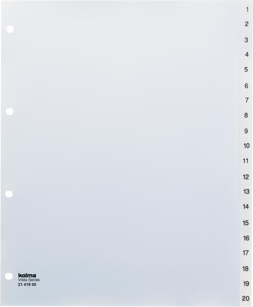 KOLMA Register Vista XL A4 21.419.00 transp. 1-20, 4-Loch