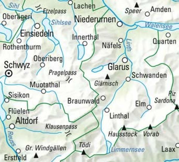 KÜMMERLY+FREY Wanderkarte 325902212 Glarnerland 1:60'000