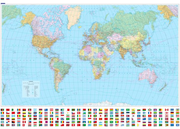 KÜMMERLY+FREY Plano-Weltkarte 138x99cm 325994019 politisch 1:30 Mio.