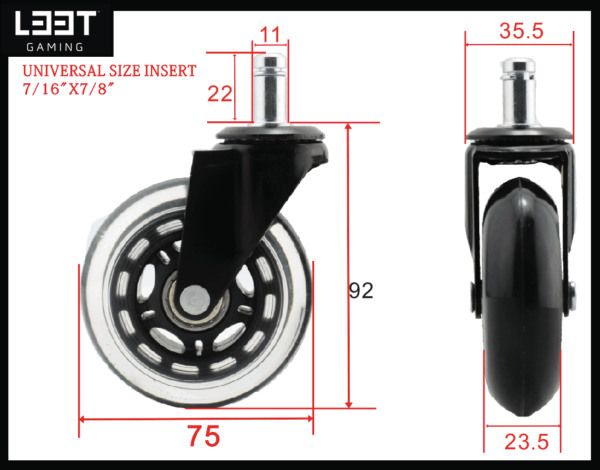 L33T Rubber wheels green, 5-pack 160531 for L33T chairs