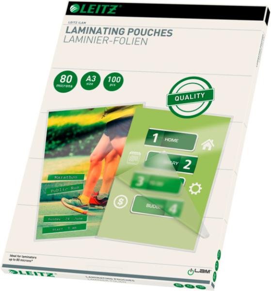 LEITZ Laminiertasche A3 33819 glanz, 80my 100 Stk