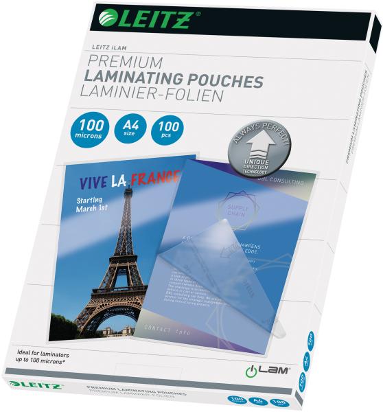 LEITZ Laminiertasche A4 33826 glanz, 100my 100 Stk