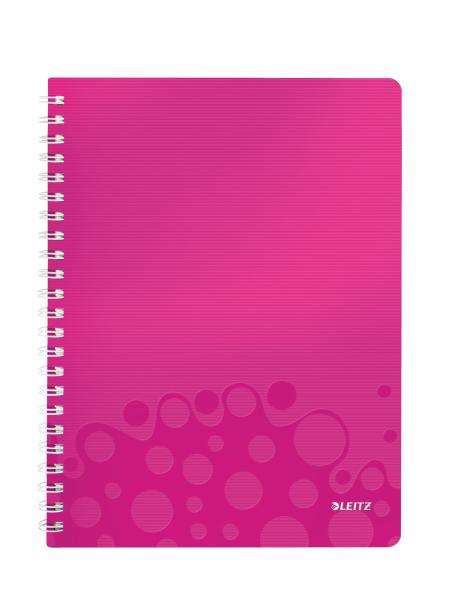 LEITZ Spiralbuch WOW PP A4 46370023 pink 80 Blatt