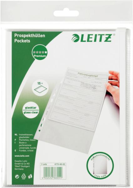 LEITZ Prospekthülle PP A5 47756002 glasklar 15 Stück