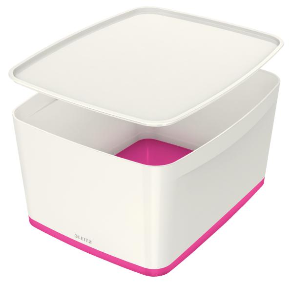 LEITZ MyBox Gross, mit Deckel 18lt 52161023 weiss/pink