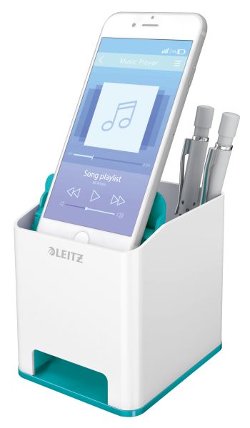 LEITZ Sound Stifteköcher WOW 5363-10-51 weiss/eisblau