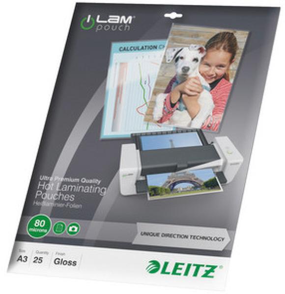 LEITZ Laminiertasche A3 74860000 glanz, 80my 25 Stk