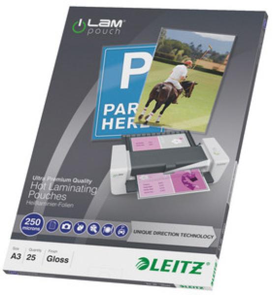 LEITZ Laminiertasche A3 74910000 glanz, 250my 25 Stk