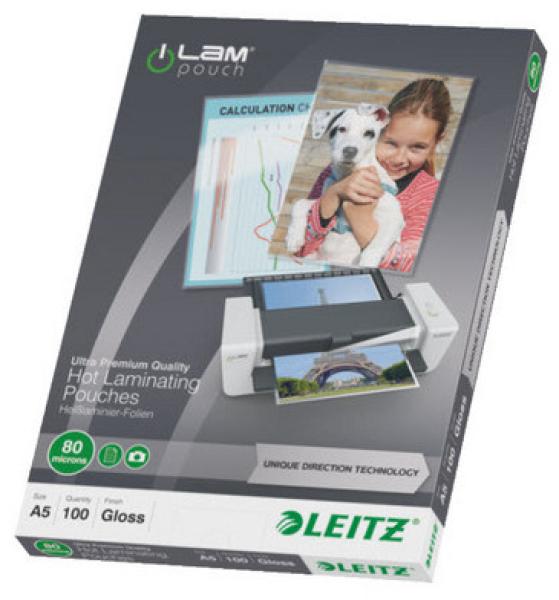 LEITZ Laminiertasche A5 74920000 glanz, 80my 100 Stk