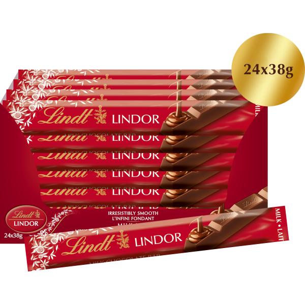 LINDT Schokoladenriegel 631318 Lindor Milch 24x38g