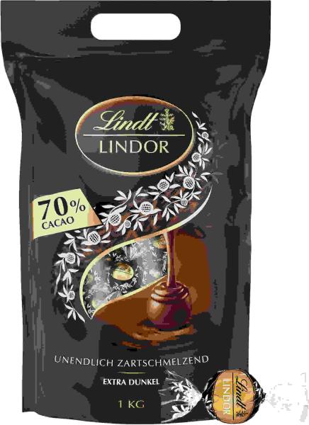 LINDT Lindor Kugeln 660252 Dunkel 70% Cacao 1000g