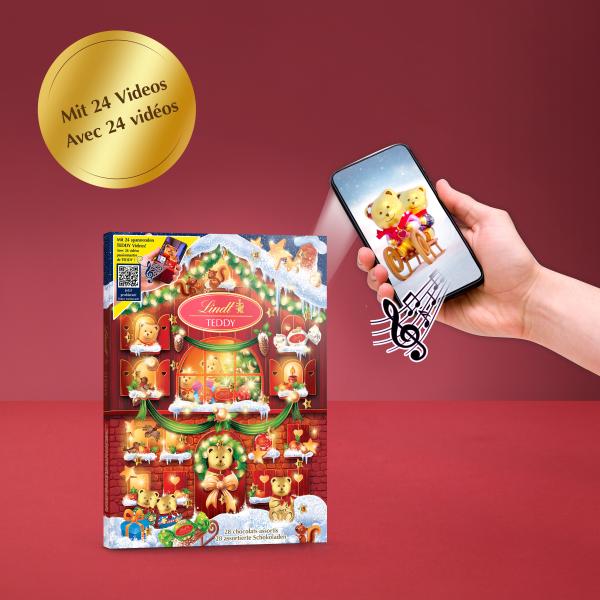 LINDT Adventskalender 676615 Teddy mit Videos 170g