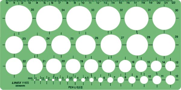 LINEX Kreisschablone 561400 1-35mm grün/transp.