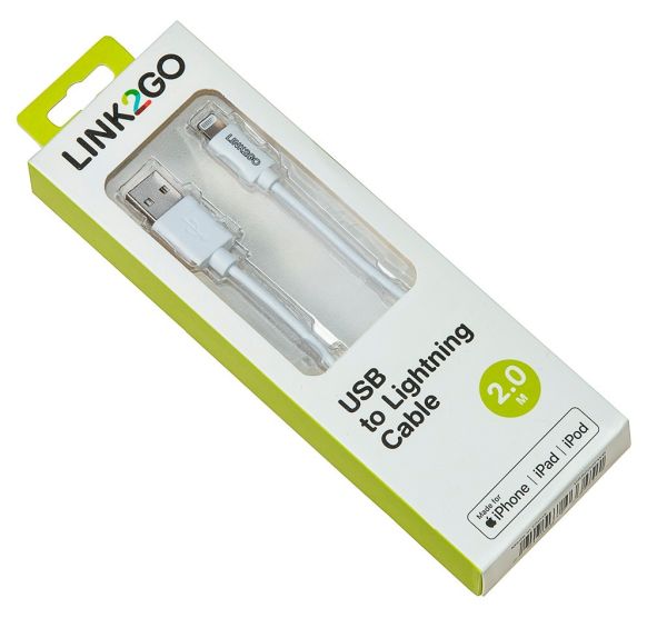 LINK2GO USB-A to Lightining Cable 2m SY1000KWB MFI