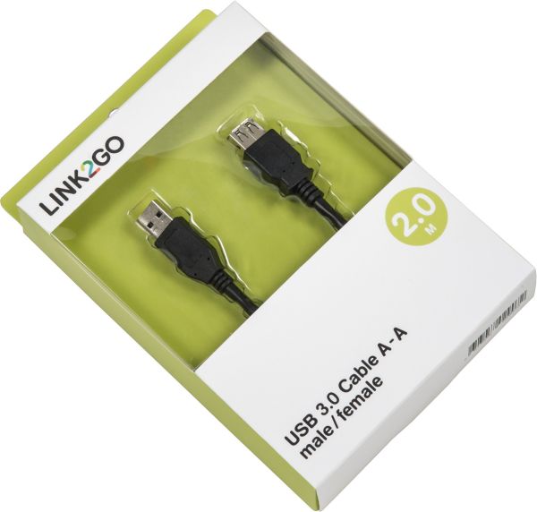 LINK2GO USB 3.0 cable A-A US3111KBB male/female, 2.0m