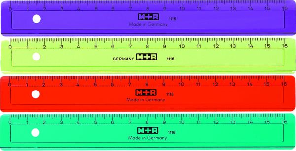 M+R Flachlineal 16cm 1116-0150 farbig ass.