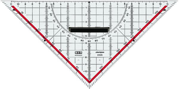 M+R Geometriedreieck 22cm 23250100 abnehmbarer Griff, rot