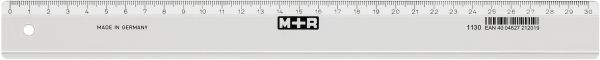 M+R Schullineal,schmal 30cm 711300000 klar, Skala Kunststoff