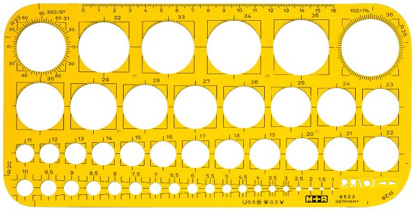 M+R Lochkreisschablone 1-36mm 85230670 gelb-transparent