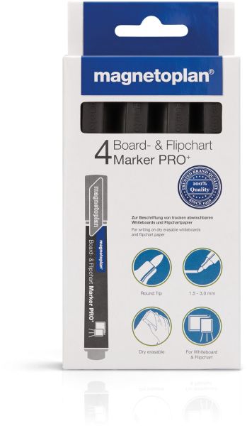 MAGNETOPLAN Kombimarker Pro+ 1228112 schwarz 4 Stk.