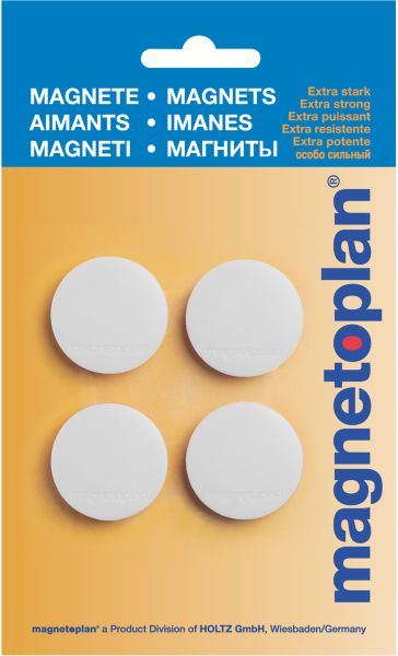 MAGNETOPLAN Haltemagnete Magnum 16600400 weiss, Blister 4 Stk.