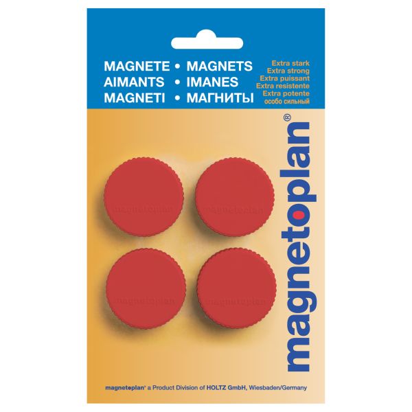 MAGNETOPLAN Haltemagnete Magnum 16600406 rot, Blister 4 Stk.