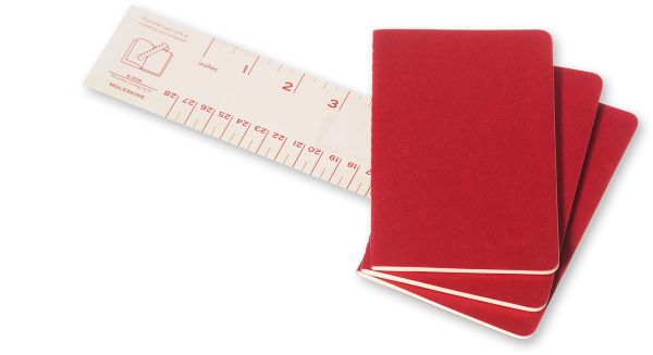 MOLESKINE Notizheft Cahier A6 097-0 blanko, rot 3 Stück