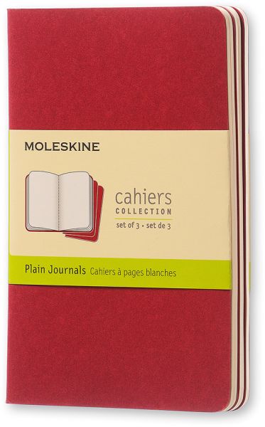 MOLESKINE Notizheft Cahier A6 097-0 blanko, rot 3 Stück