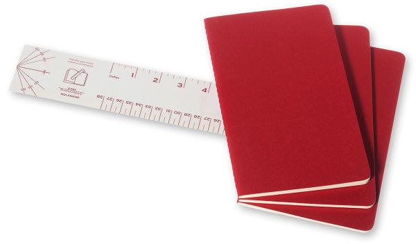 MOLESKINE Notizheft Cahier A5 101-4 liniert, rot 3 Stück