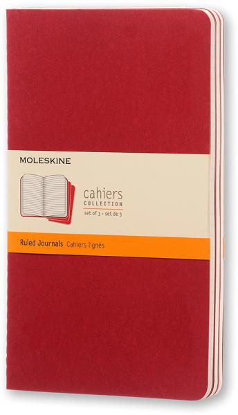 MOLESKINE Notizheft Cahier A5 101-4 liniert, rot 3 Stück