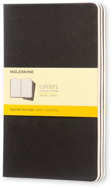 MOLESKINE Notizheft Cahier A5 496-3 kariert, schwarz 3 Stück