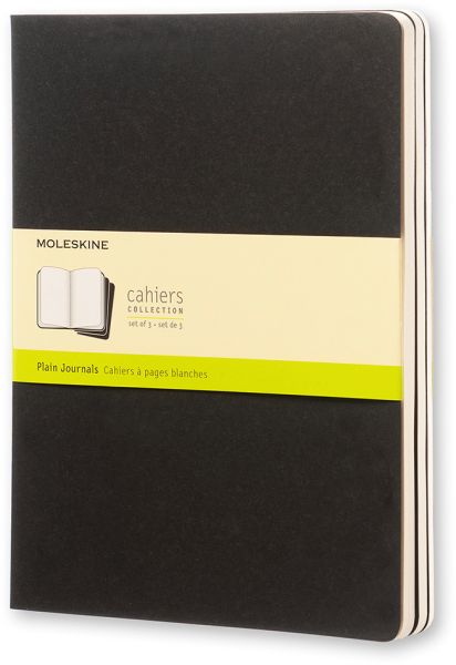 MOLESKINE Notizheft Cahier XL 25x19cm 503-8 blanko, schwarz 3 Stück