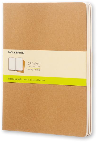 MOLESKINE Notizheft Cahier XL 25x19cm 506-9 blanko, natur 3 Stück