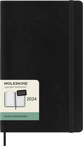 MOLESKINE Wochen-Notizkalender 2024 56598856651 schwarz, 1W/S, SC, L/A5, DE