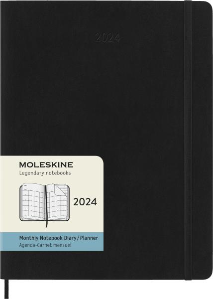 MOLESKINE Monats-Notizkalender 2024 56598856866 schwarz, 1M/2S, SC, XL