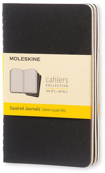 MOLESKINE Notizheft Cahier A6 704901 kariert, schwarz 3 Stück