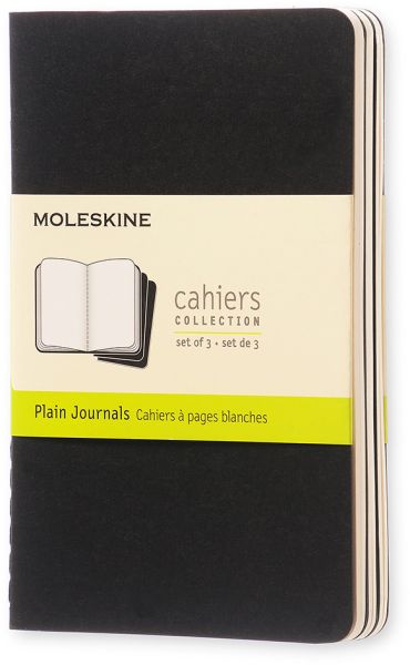 MOLESKINE Notizheft Cahier A6 704918 blanko, schwarz 3 Stück